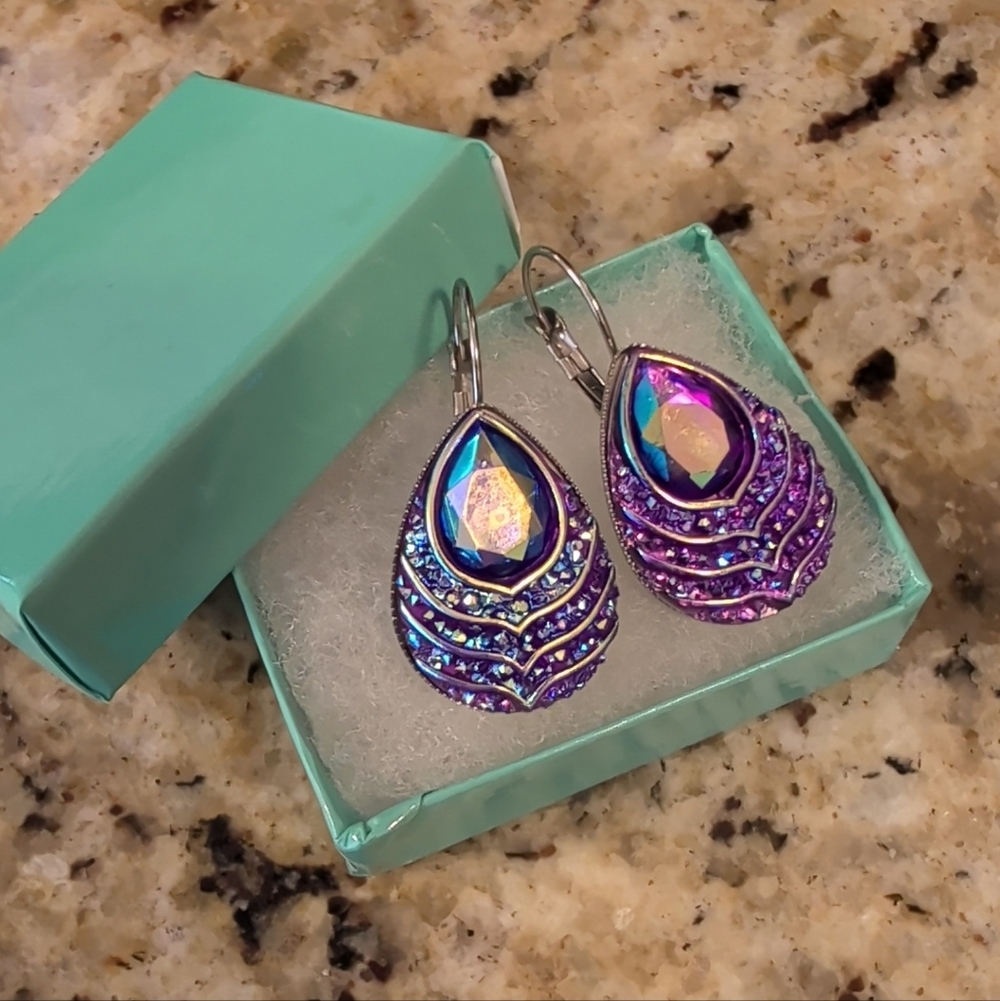 Purple Iridescent Teardrop Earrings